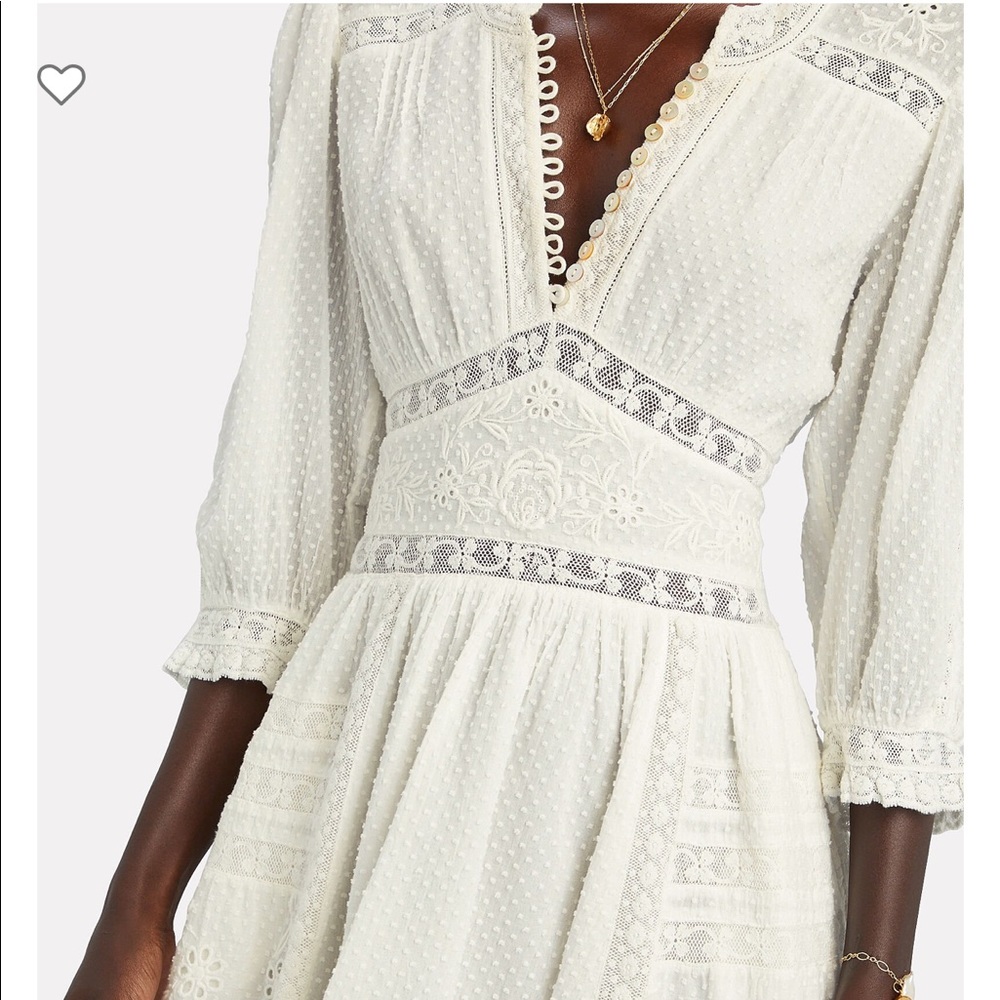 LoveShackFancy Leno Lace Trimmed Mini Dress